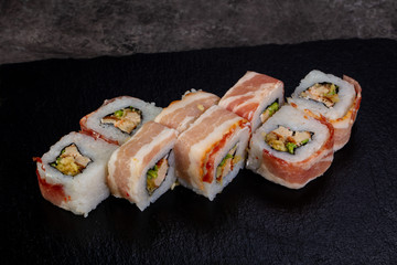 Japanese roll with bacon