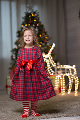 Girl in a dress meets christmas