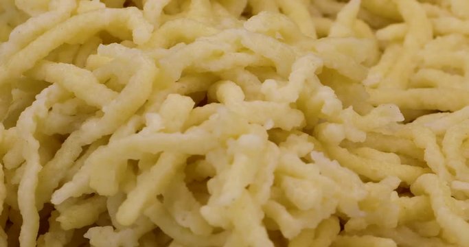 Close up Swabian noodles turn on a plate