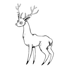 The vector deer on a white background. New year - Christmas illustration. Nice element.