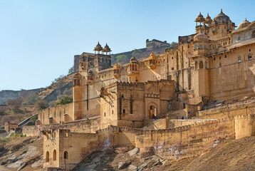 Famous Amer fort in Jaipur - Rajasthan , India - obrazy, fototapety, plakaty
