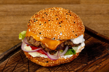 Tasty burger with meat