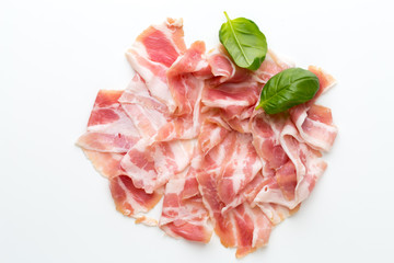 Fresh bacon on the isolated background.