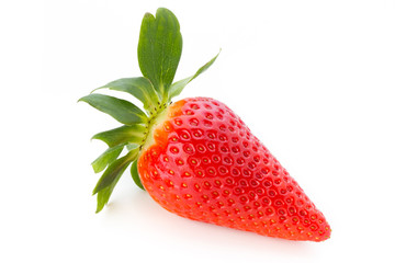 Fresh strawberries close up on white background.