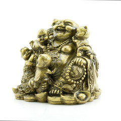 Obraz premium Golden Hotei the God of wealth on a white background