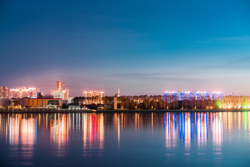 Naklejka premium Riverside late in the evening. Blagoveshchensk