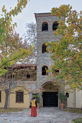 Naklejka premium The entrance of the male privilege area of the Monastery of saint Dionysius of Olympus