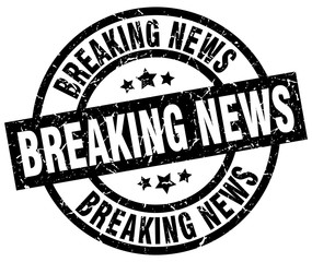 breaking news round grunge black stamp