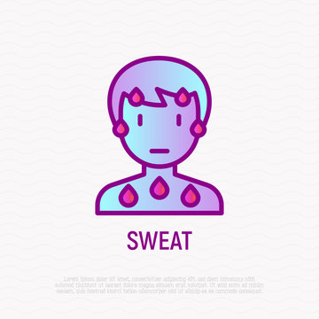 Cold sweat thin line icon. Modern vector illustration of illness symptom.
