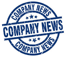 company news blue round grunge stamp