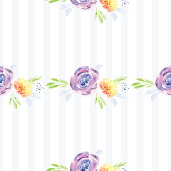 Obraz premium Hand-painted watercolor floral rose Pattern
