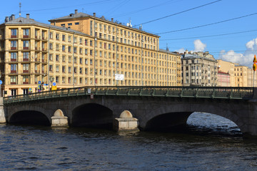 Izmailovsky Bridge, road bridge across Fontanka River, opened in: 1738 (wooden), 1785-1788 (modern...