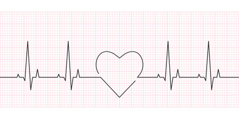 Heartbeat line. Heart rate, cardiogram and EKG concept. Vector illustration.