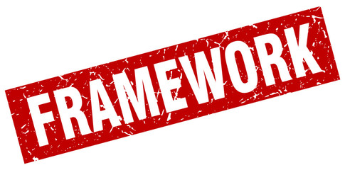 square grunge red framework stamp