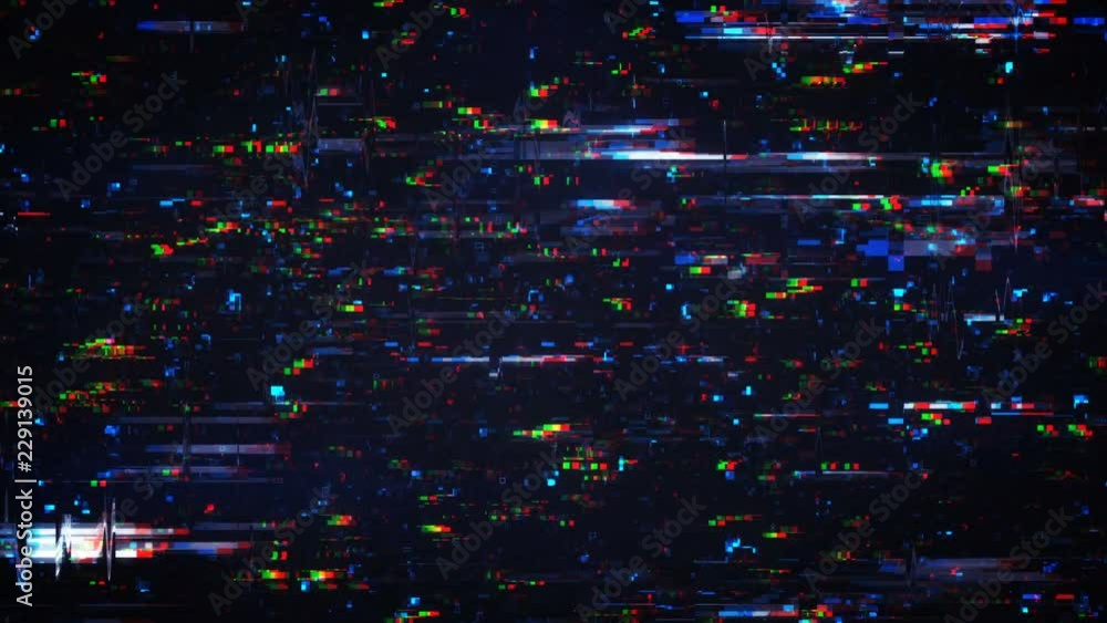 Aufkleber glitch effect. pixelated noise signal on digital screen. seamless loop animation 4k uhd 3840x2160
