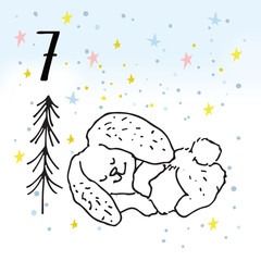 Illustration of the Advent Calendar for Christmas Waiting.