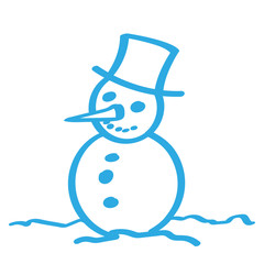 Handgezeichneter Schneemann in blau
