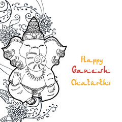 Festive illustration of the birthday of the Indian God Ganesha. illustration, Design of a holiday holiday flyer
