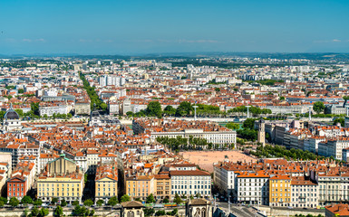 Fototapeta na wymiar Aerial view of Lyon, France