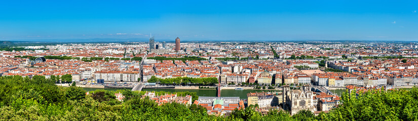 Fototapeta na wymiar Panorama of Lyon from the Fourviere hill. France