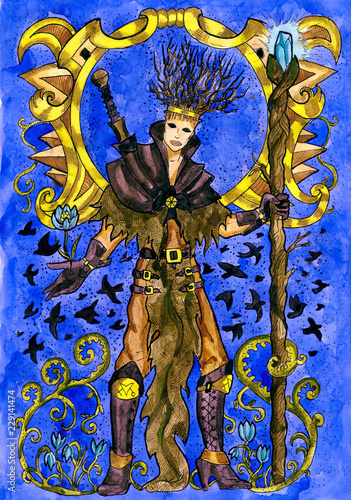 warlock with magic wand