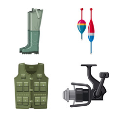 Isolated object of fish and fishing icon. Collection of fish and equipment vector icon for stock.