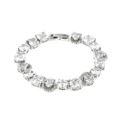 Silver diamond bracelet isolated on white