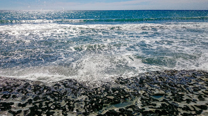 Waves on the rocky shore