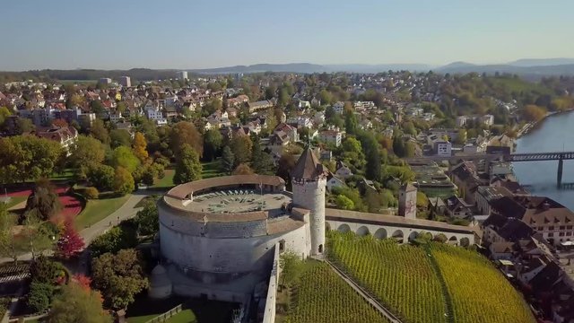 4K Aerial Drone view of Medieval Castle 16th century