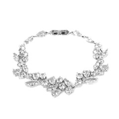 Silver diamond bracelet isolated on white