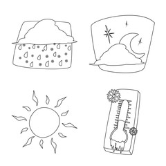 Vector design of weather and climate sign. Collection of weather and cloud stock vector illustration.