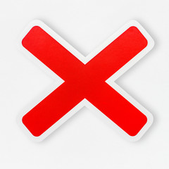 Red wrong cross icon isolated