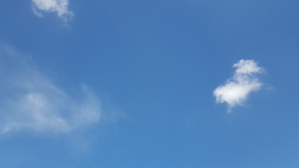 Blue skies with clouds in a clear day, in the morning. 