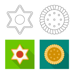Vector design of biscuit and bake symbol. Collection of biscuit and chocolate stock vector illustration.