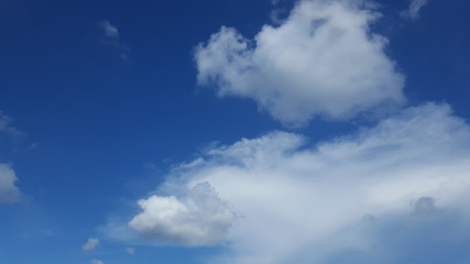 Blue skies with clouds in a clear day, in the morning. 