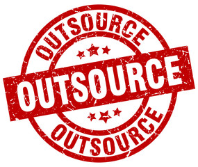 outsource round red grunge stamp