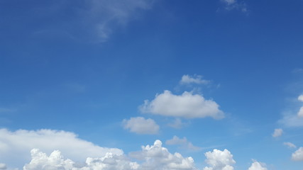 Blue skies with clouds in a clear day, in the morning. 