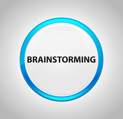 Brainstorming Round Blue Push Button