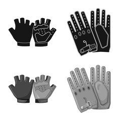 Fototapeta premium Vector design of glove and winter sign. Collection of glove and equipment stock vector illustration.