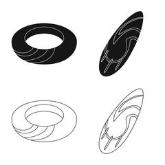 Vector illustration of equipment and swimming logo. Set of equipment and activity vector icon for stock.