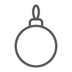 Christmas tree ball line icon, xmas and decoration, bauble sign, vector graphics, a linear pattern on a white background, eps 10.