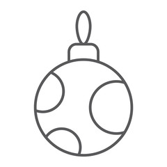 Christmas tree ball thin line icon, xmas and decoration, bauble sign, vector graphics, a linear pattern