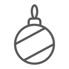 Obraz premium Christmas tree ball line icon, xmas and decoration, bauble sign, vector graphics, a linear pattern on a white background, eps 10.