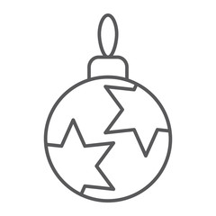 Obraz premium Christmas tree ball thin line icon, xmas and decoration, bauble sign, vector graphics, a linear pattern