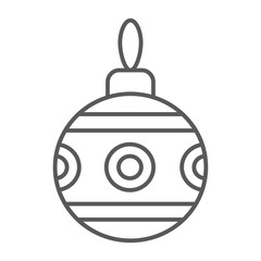 Christmas tree ball thin line icon, xmas and decoration, bauble sign, vector graphics, a linear pattern