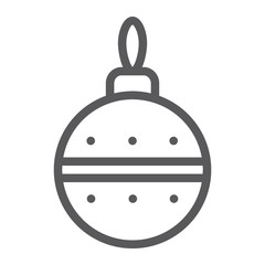 Christmas tree ball line icon, xmas and decoration, bauble sign, vector graphics, a linear pattern on a white background, eps 10.