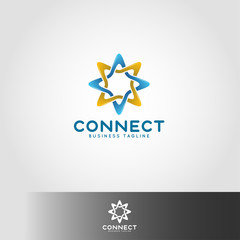 Connection - Linked Star line Logo Template