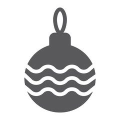 Christmas tree ball glyph icon, xmas and decoration, bauble sign, vector graphics, a solid pattern on a white background