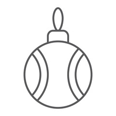 Christmas tree ball thin line icon, xmas and decoration, bauble sign, vector graphics, a linear pattern