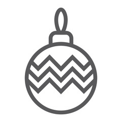 Christmas tree ball line icon, xmas and decoration, bauble sign, vector graphics, a linear pattern on a white background, eps 10.